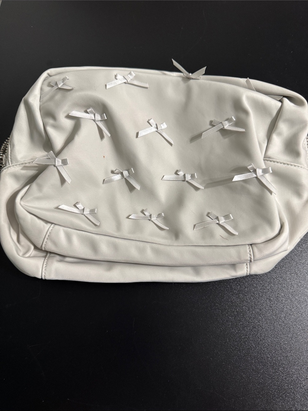 Stoney Clover Lane Ivory Bow Appliqué Cosmetic Pouch